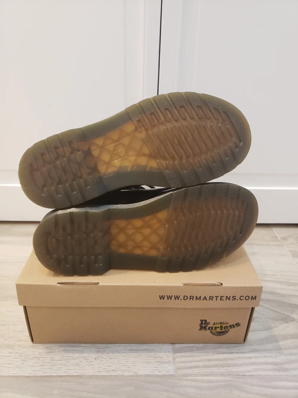 Dr. Martens Kids Black Patent 1460 J Boots (Box Shown)
